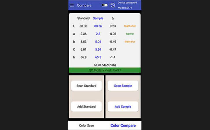 Интерфейс приложения Android Color Quality Control (1)