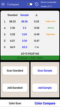 Интерфейс приложения Android Color Quality Control